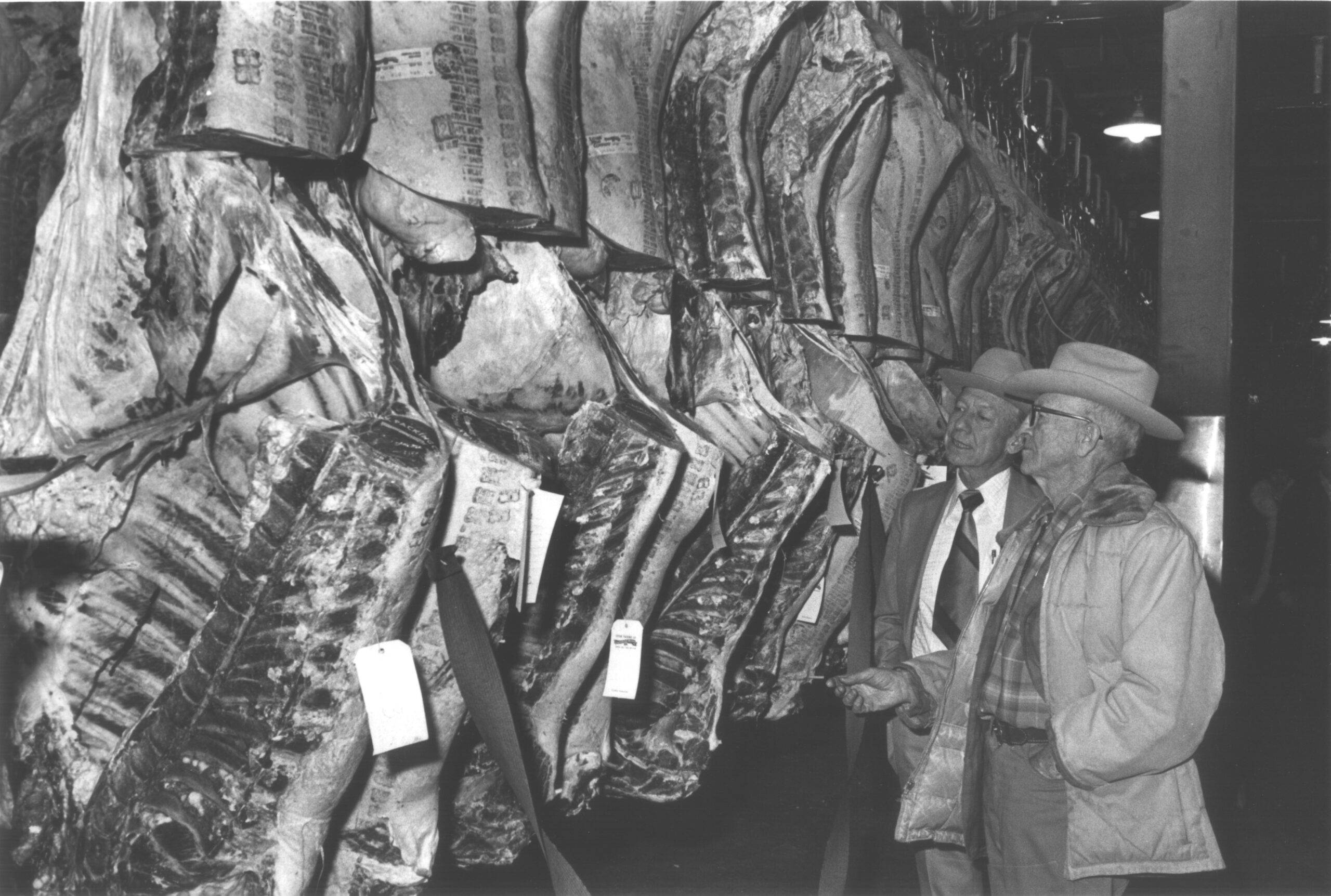 1974 Willard Simms & Charley Kirk Examine Fed Beef Carcasses
